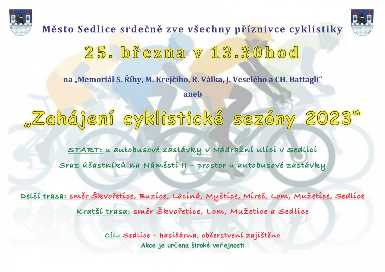 Zahájení cyklistické sezóny - sobota 25. března 1
